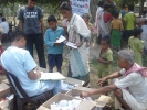 Medicine being distributed by the pharmacist at the inaugural camp in Lakhimpur