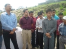 The Jorhat Boat Clinic team including Medical officers, Dr Ramesh Subedi and Dr Binod Gohain  along with the Distict Community organizer, Probin Chamuah(grey shirt,centre)    seen here with Joydeep Baruah,  District Programme Manager, NRHM. at the inaugural camp at Nimati Ghat on March 23, 2009.