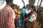 Mridu Pandey, Programme Associate and Lopamudra Pal(in black), Research Associate from PFI,  Delhi visiting  Nalbari\'s Montur Char during an introductory visit by the PFI team.