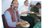 Sanjoy Hazarika,with Francesca and Shekhar Aiyar enjoying lunch on board SB Swaminathan on 28 Dec at Tinsukia.