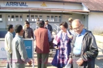 The Managing Trustee of C-NES, Mr Sanjoy Hazarika(back towards us- in waistcoat & cap) welcomes the Aiyars at the Dibrugarh airport on 27 Dec, 2008.
