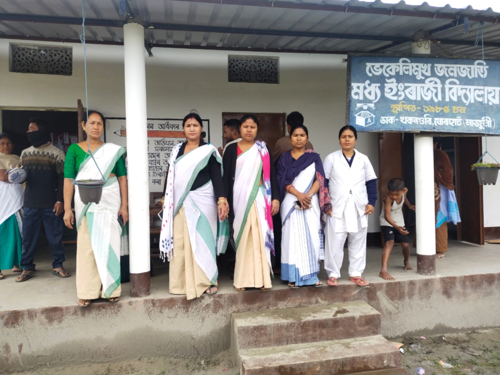 ASHA Monika Mili of Bhekeli sapori with Anganwadi workers of Majuli on 4th April,2023