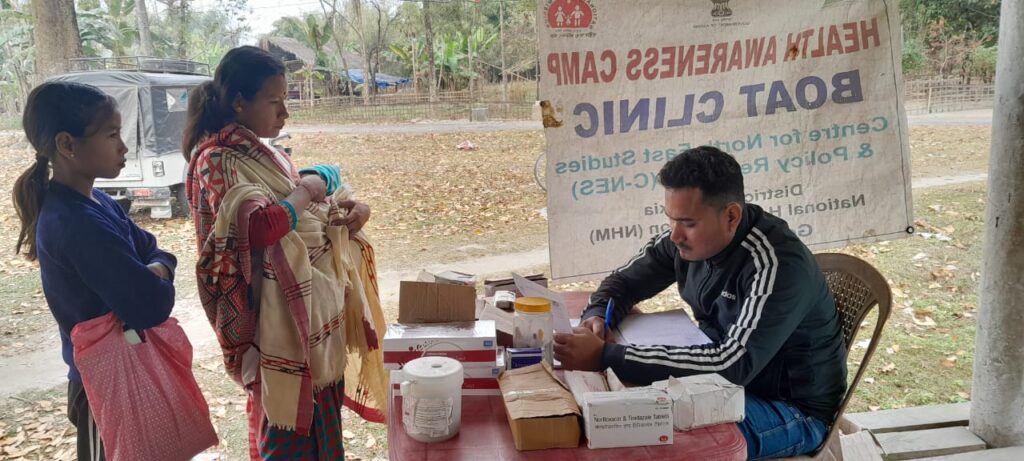A health camp underway in Chiling 1 and 2 island villages of Tinsukia district.