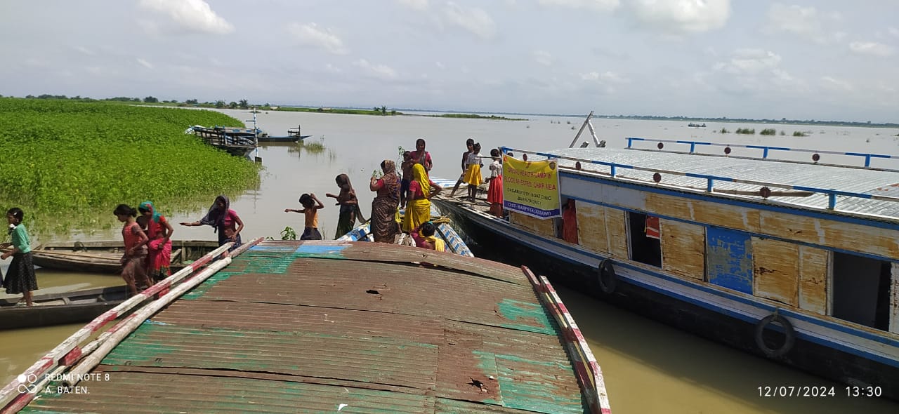 A flood relief health and awareness camp conducted by the Boat Clinic Barpeta Unit Iat Lakhipur on 12th July, 2024