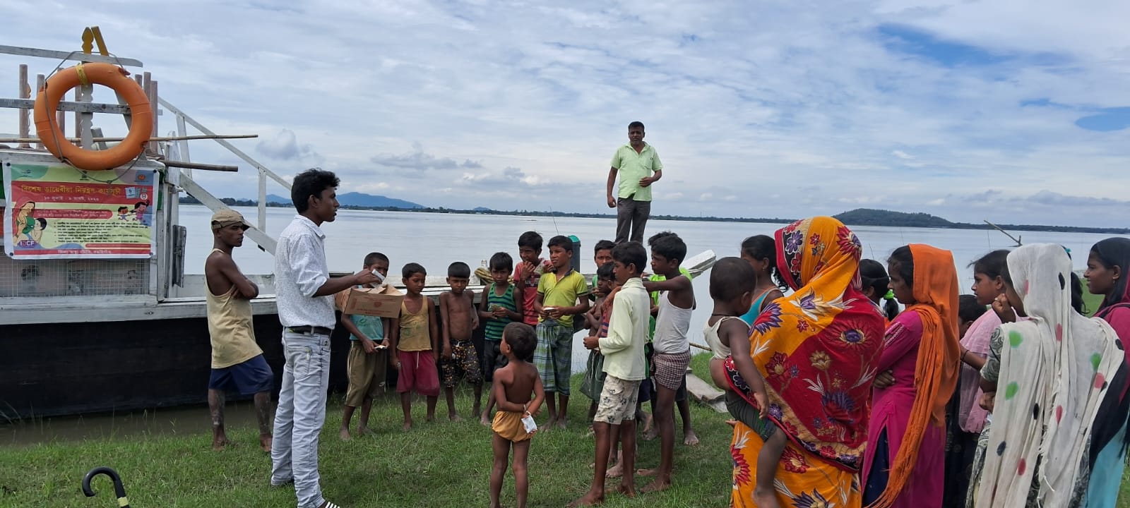 Bongaigaon boat clinic conducting post flood health camps, with awareness on diarrhea and other post flood health issues on17th July, 2024