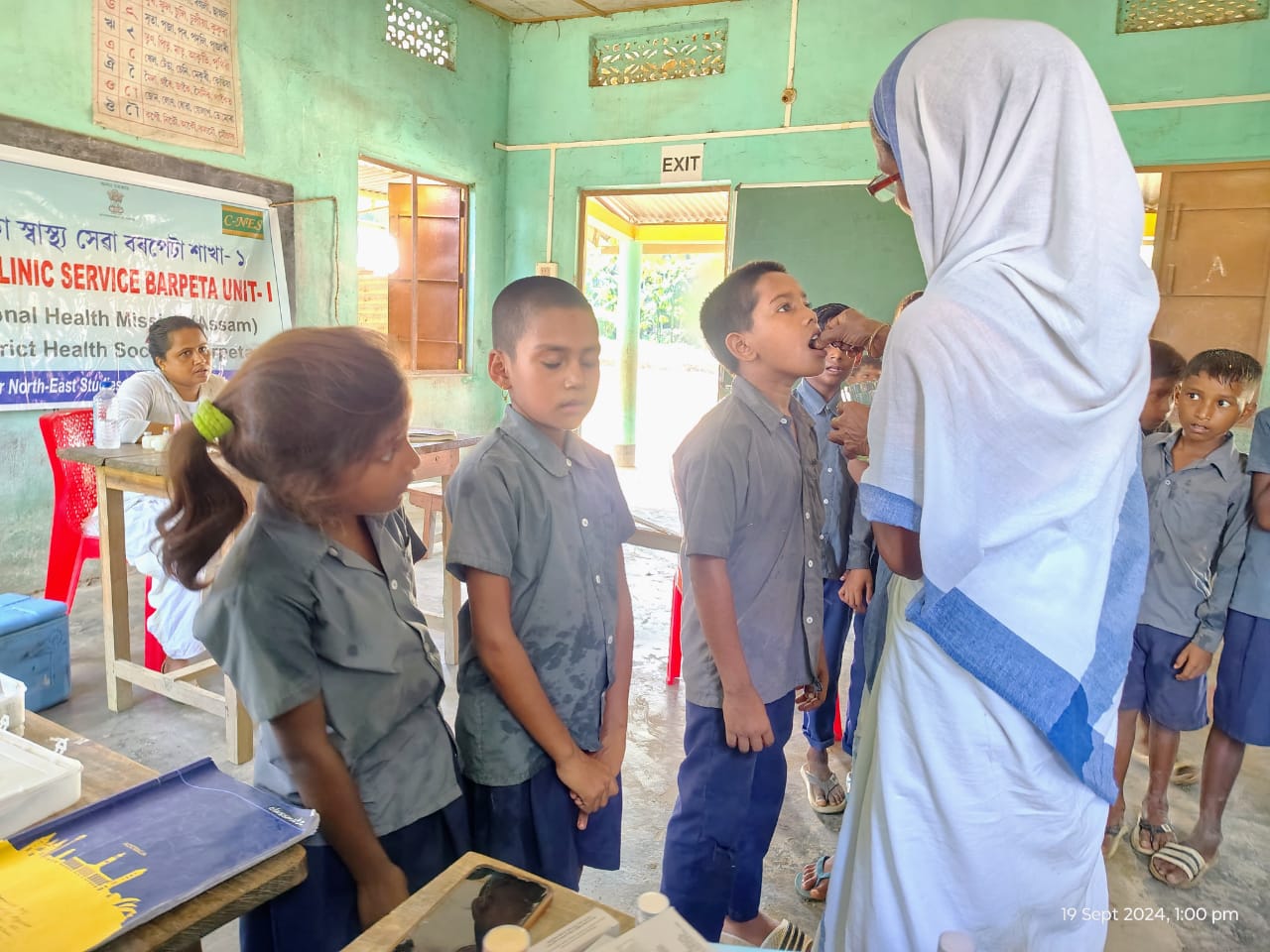 Barpeta Boat Clinic I conducting a health camp for primary school children at West Aduri on 19th September 2024