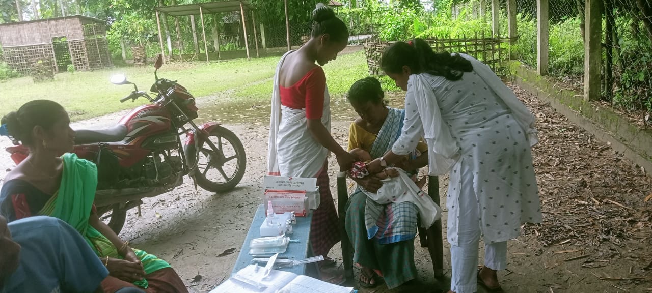 A routine immunization camp at Aunibari,Under Naoboicha block.on July 12th by the Lakhimpur Boat Clinic